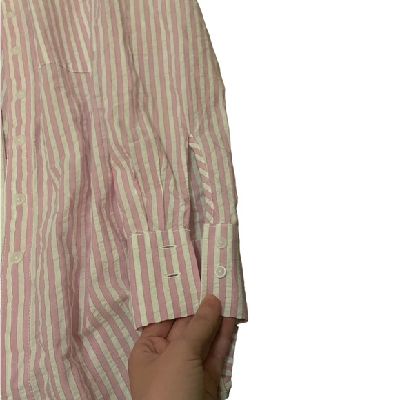 NWT Lola River pink and white stripped button up top - Picture 3 of 7